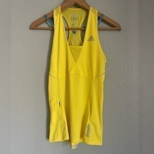 Adidas Yellow Tank Top Women's Small Zipper Pocket for Running
